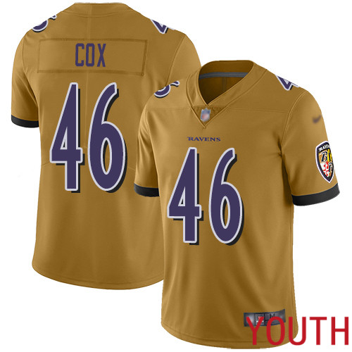 Baltimore Ravens Limited Gold Youth Morgan Cox Jersey NFL Football #46 Inverted Legend
